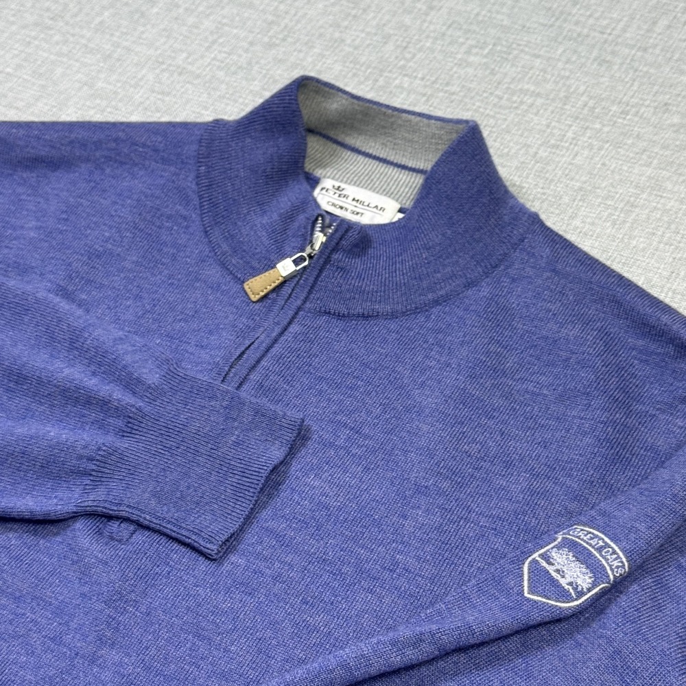 Peter Millar Crown Sport Wool Silk Golf‎ Sweater Pullover Mens XL Purple